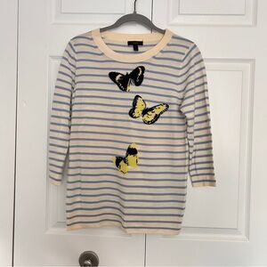J. Crew 100% Merino Wool Sweater with Butterfly Design